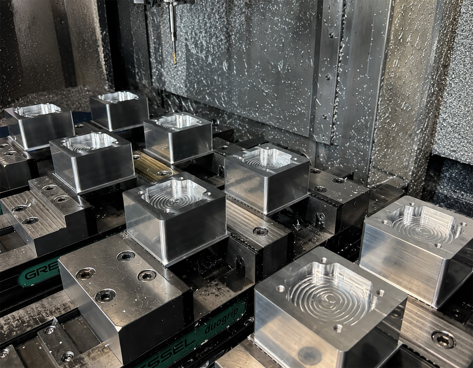 CNC machined part on a machining center